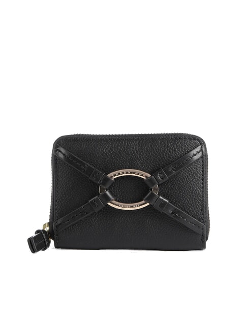 THE BRIDGE AMELIA Mini-Geldbörse aus Leder mit Rundum-Reißverschluss Schwarzes Gold - Brieftaschen Damen
