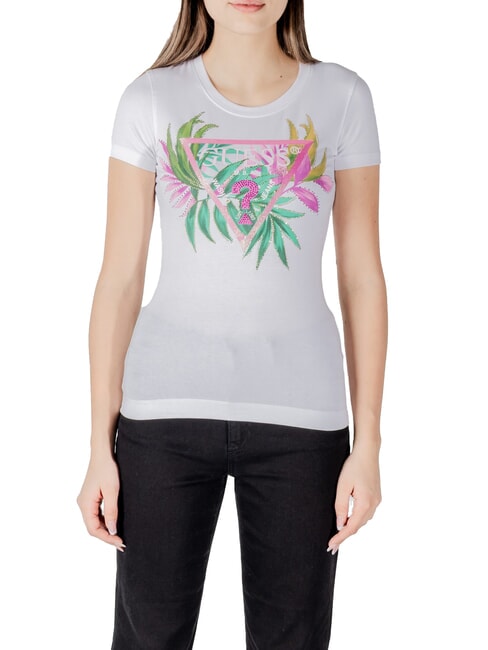 GUESS CN SS LEAF Kurzarm-T-Shirt purweiß - T-Shirts und Tops für Damen