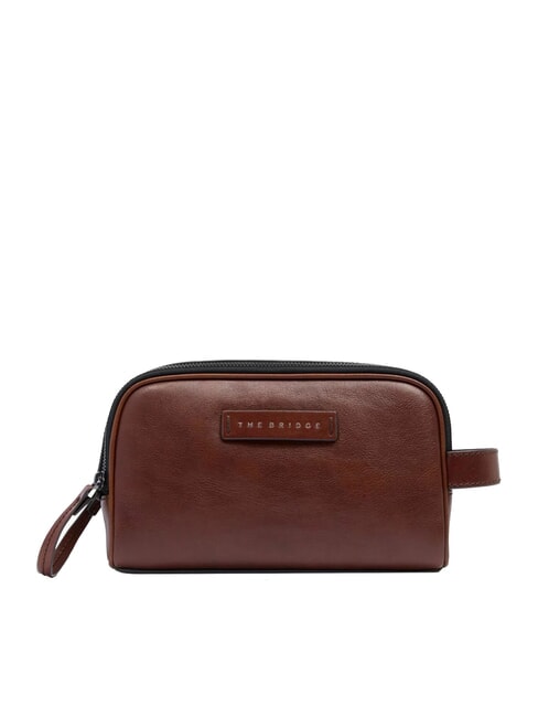 THE BRIDGE FILIPPO Kosmetiktasche aus Leder Braun / Ruthenium - Beauty-Case