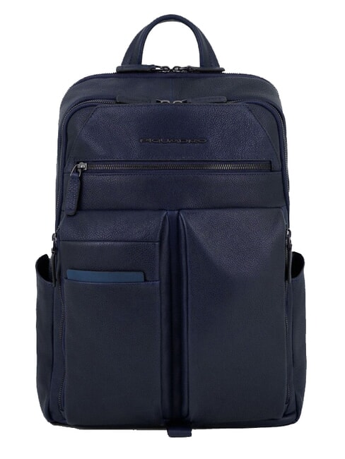 PIQUADRO PAAVO Laptop-Rucksack 14", aus Leder Blau - PC-Rucksäcke
