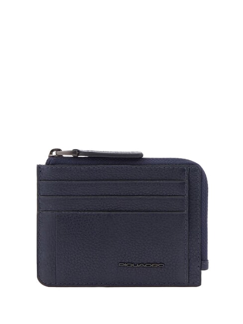 PIQUADRO PAAVO  Kartenetui / Münzbörse aus Leder Blau - Brieftaschen Herren