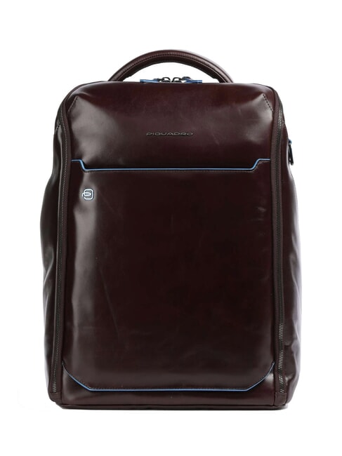 PIQUADRO BLUE SQUARE Lederrucksack für 15,6-Zoll-Laptop MAHAGONI - PC-Rucksäcke