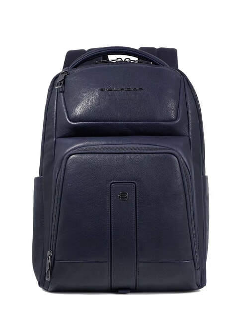 PIQUADRO CARL 14-Zoll-PC-Rucksack aus Leder Blau - PC-Rucksäcke
