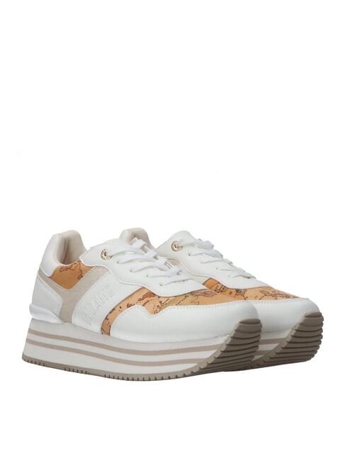 ALVIERO MARTINI PRIMA CLASSE GEO JR Plateau-Sneaker mit seitlichem Logo Weiß / Geo-Beige - Damenschuhe