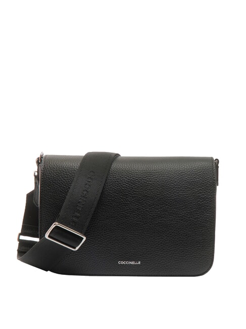 COCCINELLE ARIES Schultertasche aus gehämmertem Leder Schwarz - Damentaschen