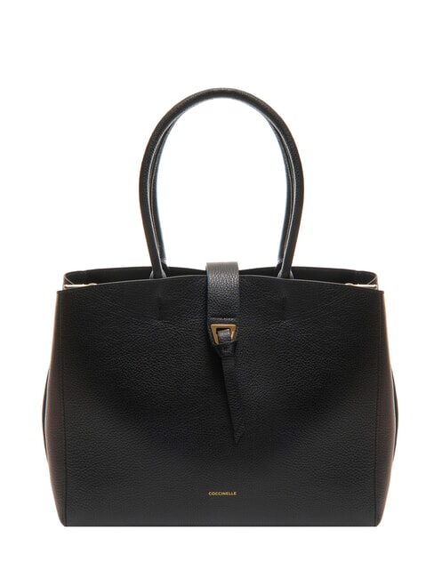 COCCINELLE ALBA Schultertasche aus gehämmertem Leder Schwarz - Damentaschen