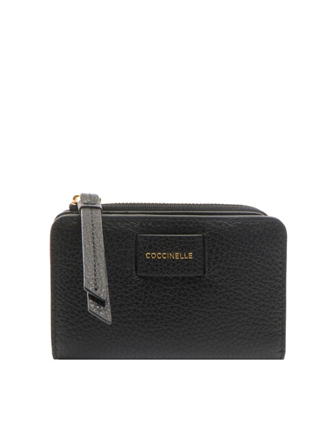 COCCINELLE VOILE Mittelgroße Brieftasche aus gehämmertem Leder Schwarz - Brieftaschen Damen