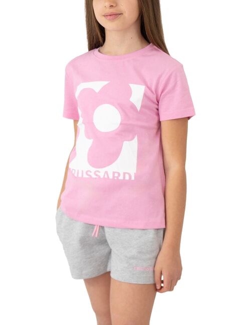 TRUSSARDI GRIGES Set aus T-Shirt und Bermudashorts rosa/grau meliert - Trainingsanzüge für Kinder