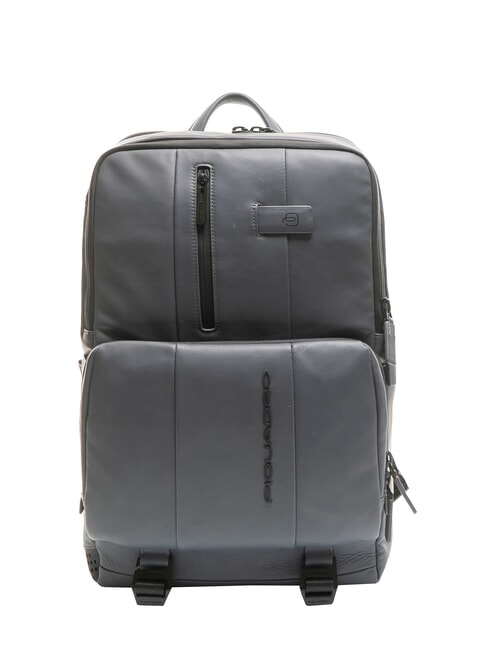 PIQUADRO URBAN  15,6-Zoll-Laptop-Rucksack aus Leder GRAU - PC-Rucksäcke