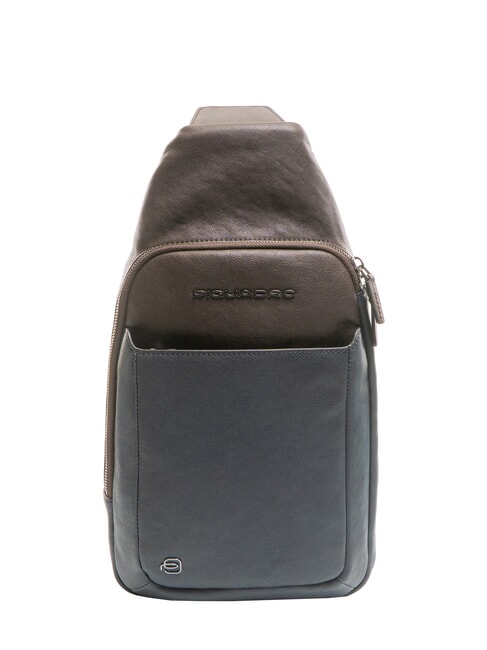 PIQUADRO BLACK SQUARE One-Shoulder-Rucksack aus Leder blau/dunkelbraun - PC-Rucksäcke