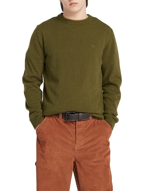 TIMBERLAND MERINO Pullover mit Rundhalsausschnitt aus Wollmischung dunkeloliv - Herrenpullover