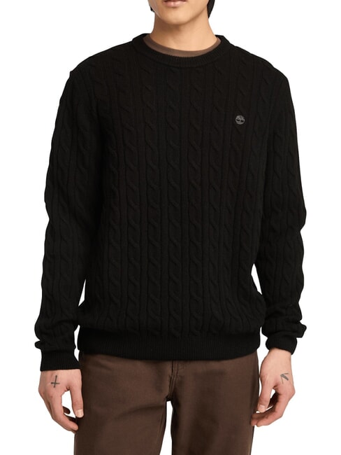 TIMBERLAND P-B LAMBWOOL Pullover mit Rundhalsausschnitt aus Wollmischung Schwarz/Pflaster - Herrenpullover