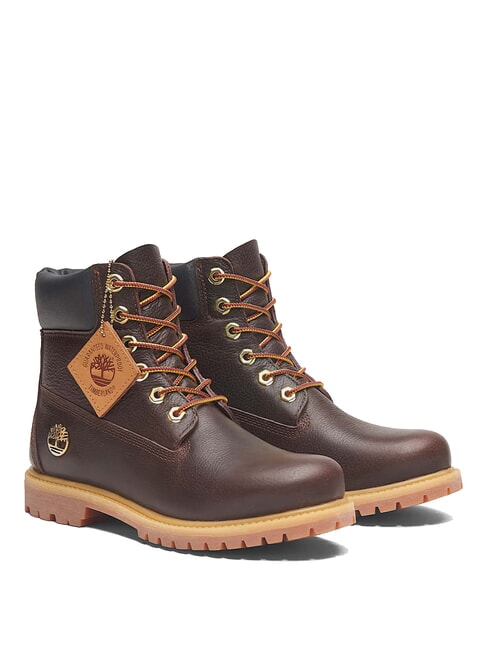 TIMBERLAND PREMIUM 6 INCH  Gepolsterte Stiefeletten aus Leder dunkelbraunes Vollnarbenleder mit schwarzem - Damenschuhe