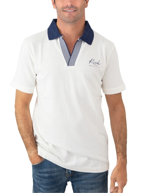 JOHN RICHMOND DABAK Poloshirt mit V-Ausschnitt und halblangen Ärmeln nicht-gerade weiss - Herren-Polo-Shirts/Herren-Polo-Shirt/Herrenpoloshirt/Herrenpoloshirts