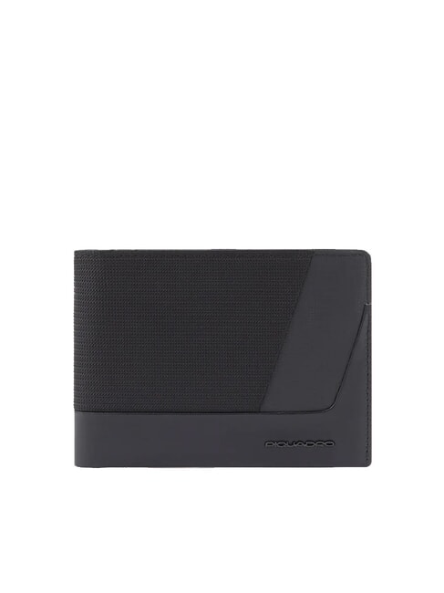 PIQUADRO WALLABY Geldbörse aus recyceltem Leder und Stoff Schwarz - Brieftaschen Herren