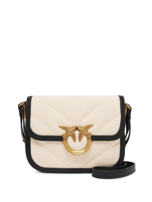 PINKO LOVE BOX BAG Mini-Umhängetasche aus Canvas beige/schwarz-antikgold - Damentaschen