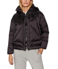 CANADIAN EUGENIE Kurze Satin-Daunenjacke mit Kapuze Schwarz - Daunenjacken für Damen - 1
