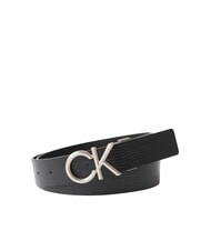 CALVIN KLEIN CK HALLMARK LOGO Ledergürtel mit Eidechsenmuster - Gürtel