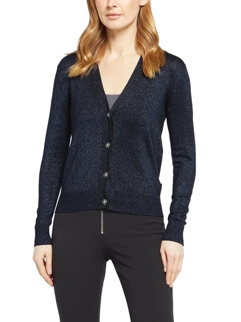 JOHN RICHMOND PEACEFUL Lurex-Cardigan mit Knöpfen Navy blau - Damenpullover