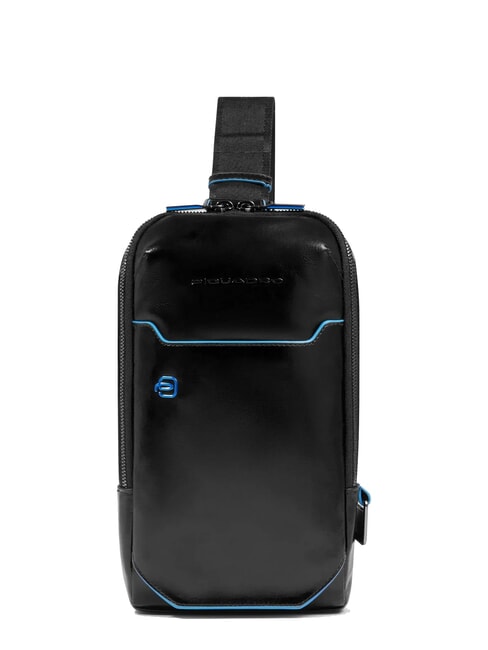 PIQUADRO BLUE SQUARE One-Shoulder-Rucksack aus Leder Schwarz - Umhängetaschen Herren