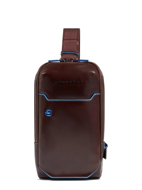 PIQUADRO BLUE SQUARE One-Shoulder-Rucksack aus Leder MAHAGONI - Umhängetaschen Herren