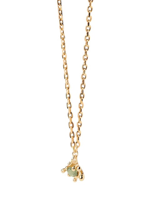 PDPAOLA COLOR GREEN FLEUR Anhängerkette mit Zirkonia und Krallen Gold - Halsketten