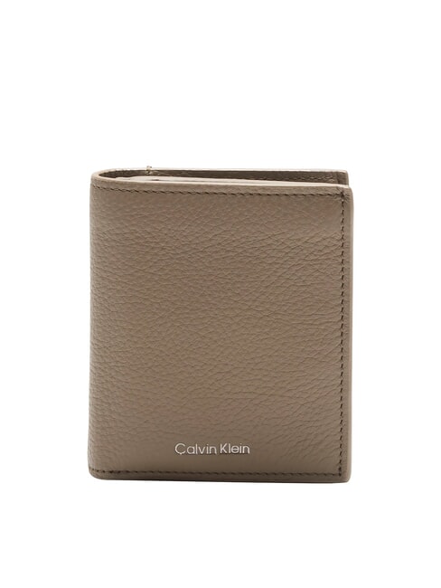 CALVIN KLEIN CK LEATHER Vertikale Lederbrieftasche Taupe - Brieftaschen Herren