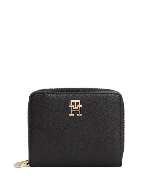 TOMMY HILFIGER TH DISTINCT Kleine Geldbörse mit Rundum-Reißverschluss Schwarz - Brieftaschen Damen