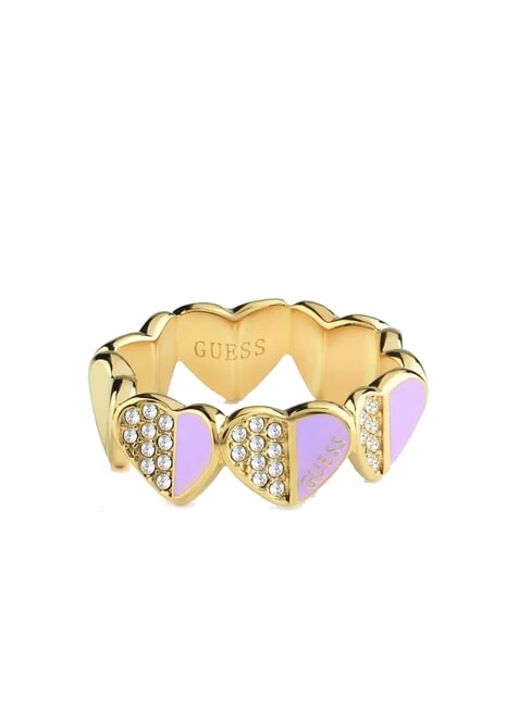 GUESS LOVELY Ring mit emaillierten Herzen und Zirkonen Gelbgold/Flieder - Ringe