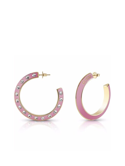GUESS HOOPS DON T LIE Emaillierte Creolen mit Zirkonia gelbgold/rosa - Ohrringe