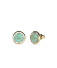 GUESS DREAMING Emaillierte Ohrstecker mit Logo Gelbgold/Aquamarin - Ohrringe - 1