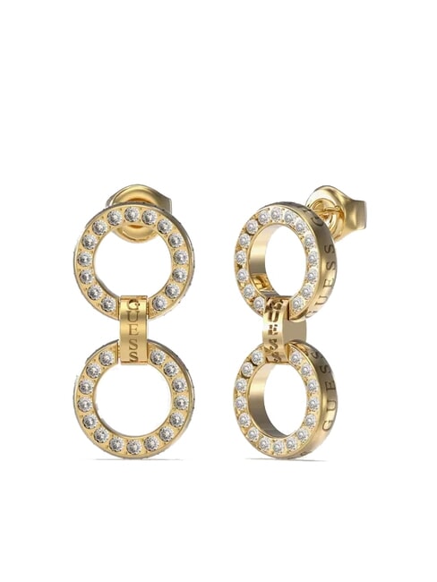 GUESS CIRCLE LIGHTS Doppelte Creolen mit Zirkonia gelbes Gold - Ohrringe