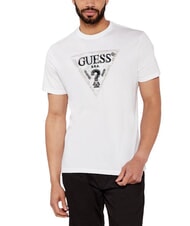 GUESS TRIANGLE Baumwoll-T-Shirt mit Aufdruck purweiß - Herren-T-Shirts - 1