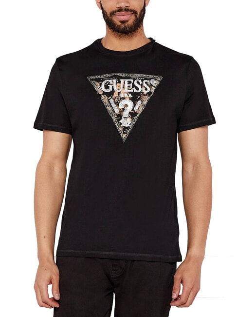 GUESS TRIANGLE Baumwoll-T-Shirt mit Aufdruck jetbla - Herren-T-Shirts