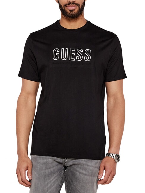 GUESS BSC EMBOSSED LOGO T-Shirt mit geprägtem Aufdruck pechschwarz multi - Herren-T-Shirts