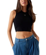 GUESS ALEXIA Kurze Strickmaus mit Strass-Logo jetbla - T-Shirts und Tops für Damen - 1