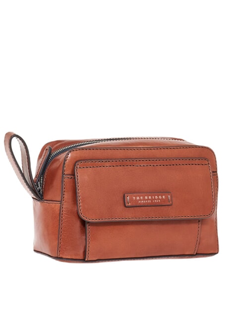 THE BRIDGE ALBERTO Kosmetiktasche aus Leder Braun / Ruthenium - Beauty-Case