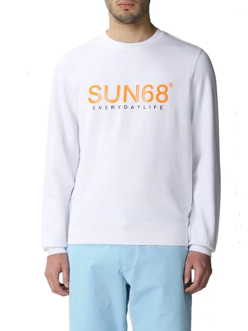 SUN68 ROUND FLUO Rundhals-Sweatshirt mit Logo-Print Weiß - Sweatshirts Herren