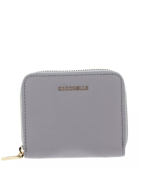 COCCINELLE METALLIC SOFT Kleine Geldbörse aus Leder hellgrau - Brieftaschen Damen