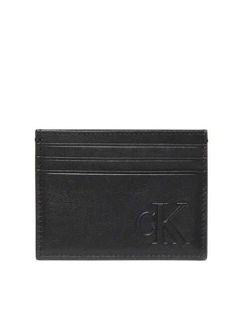 CALVIN KLEIN SCULPTED IMPRESSION Flaches Kreditkartenetui aus Leder auf Schwarz - Brieftaschen Herren