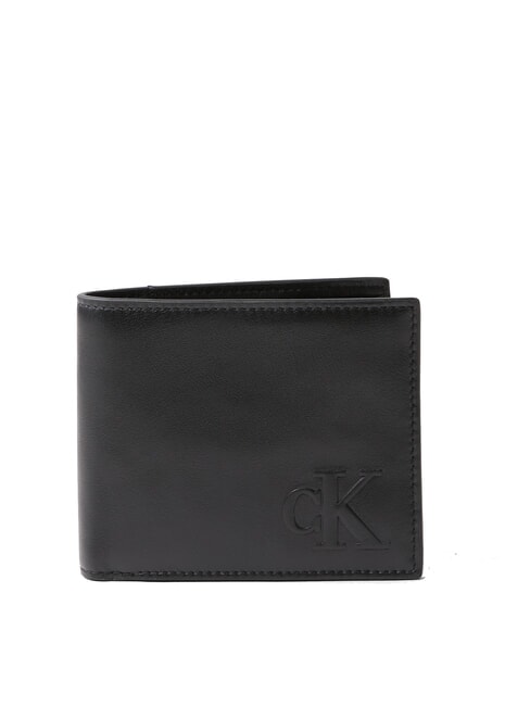 CALVIN KLEIN SCULPTED IMPRESSION Lederbrieftasche mit Kreditkarten- und Münzfach auf Schwarz - Brieftaschen Herren