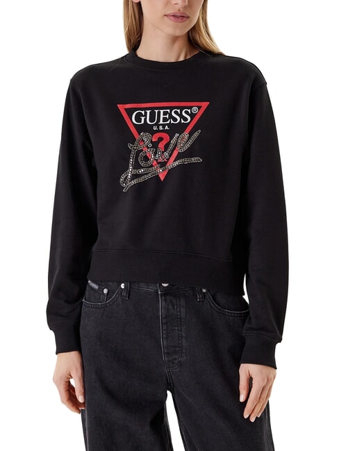GUESS STUDDED LOVE Rundhals-Sweatshirt mit Nieten-Print jetbla - Sweatshirts Damen