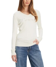 GUESS KENZIE LOGO Pullover mit V-Ausschnitt cremwhi - Damenpullover - 1