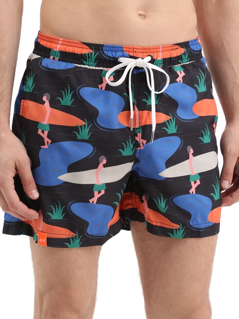 SUN68 ILLUSTRATION Herren Strandkostüm schwarz/blau - Herrenbadehosen