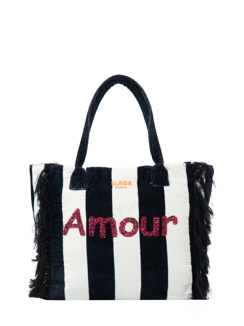 SUN68 FANCY SPONGE ALLOVER Strandtasche aus Canvas mit Schulterriemen marineblau/cremeweiß - Damentaschen