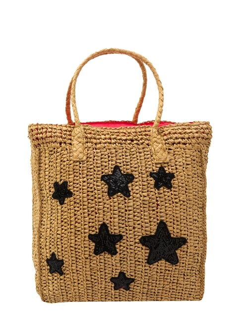 SUN68 RAFIA Strandtasche aus Raffiabast Sand/Alpenveilchen - Damentaschen