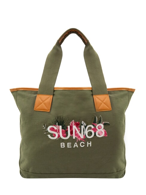 SUN68 LOGO BEACH Strandtasche aus Segeltuch Militär - Damentaschen