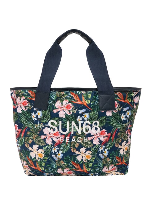SUN68 LOGO BEACH Strandtasche aus Segeltuch Marineblau/Fuchsia - Damentaschen