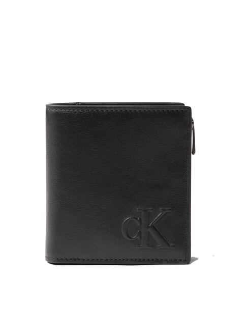 CALVIN KLEIN SCULPTED IMPRESS Mini-Geldbörse aus Leder auf Schwarz - Brieftaschen Herren