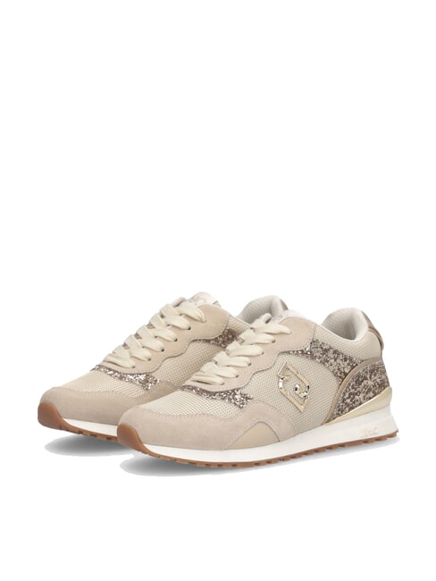 LIUJO MAXI WONDER LOW 02 Sneakers aus Glitzer und Mesh Seil/Hellgold - Damenschuhe